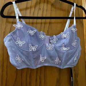 Fashion Nova Shimmering Lavender Butterfly Corset Top